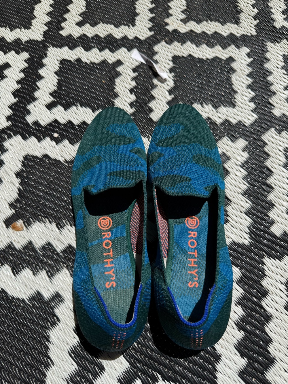 Rothy's Women's Blue and Green Camo Knit Flats